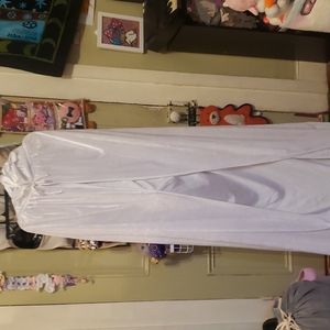 Floor length hooded white velvet cape